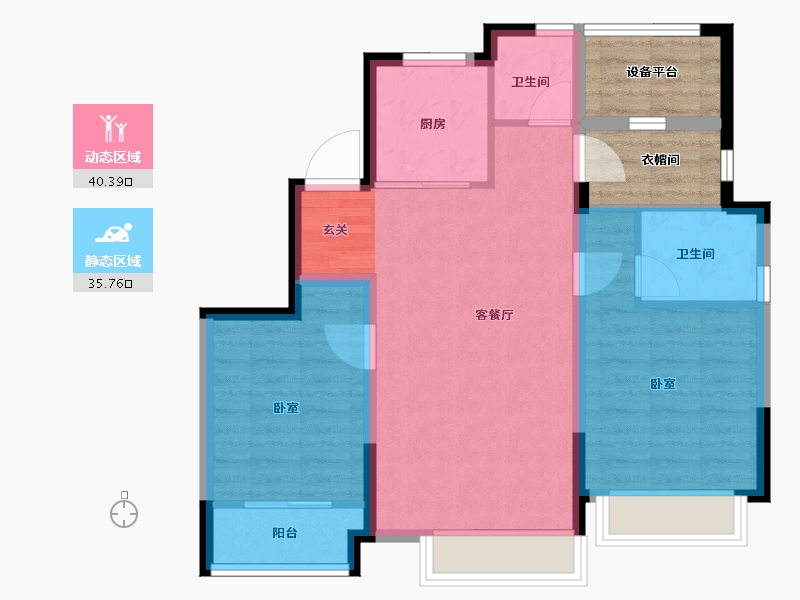 浙江省-金华市-中天公元诚品-76.00-户型库-动静分区