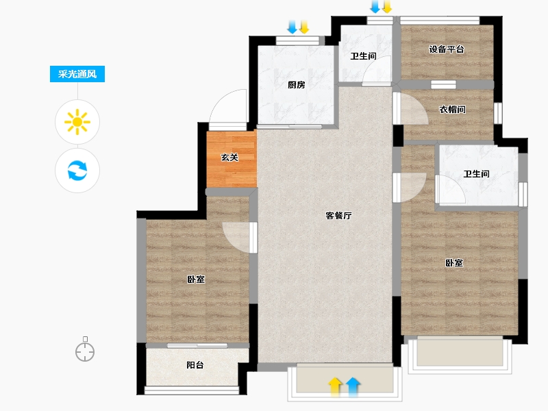 浙江省-金华市-中天公元诚品-76.00-户型库-采光通风