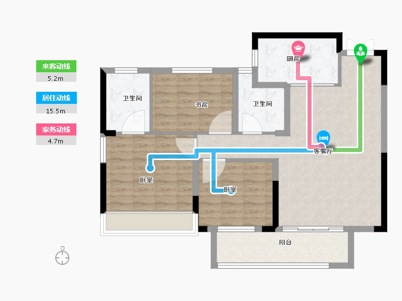 湖北省-黄冈市-鑫龙欣海中央公馆-87.99-户型库-动静线