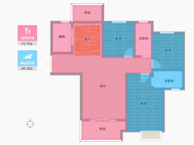 河南省-许昌市-建业春天里-106.75-户型库-动静分区