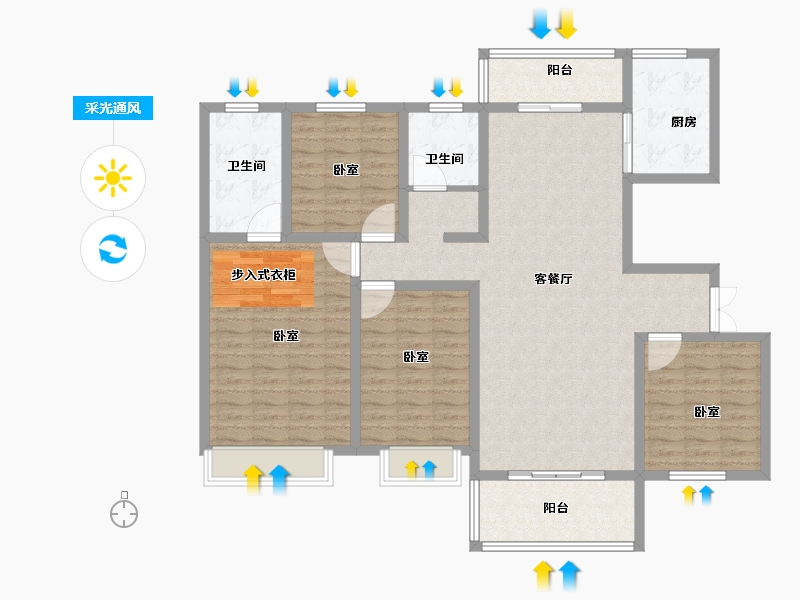 河南省-商丘市-虞城建业城-134.01-户型库-采光通风