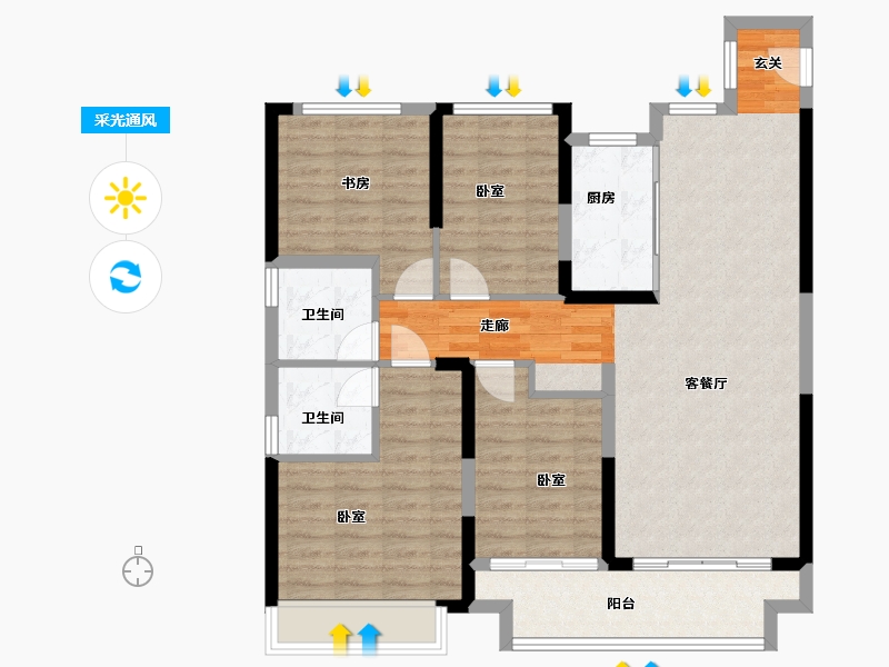 湖北省-武汉市-孔雀城大悦城控股问津兰亭-100.01-户型库-采光通风