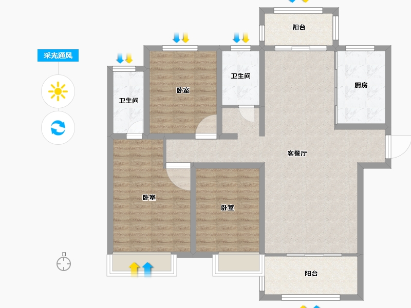 河南省-南阳市-新野建业森林半岛-107.99-户型库-采光通风