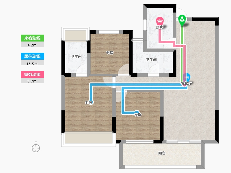 湖北省-黄冈市-鑫龙欣海中央公馆-86.87-户型库-动静线