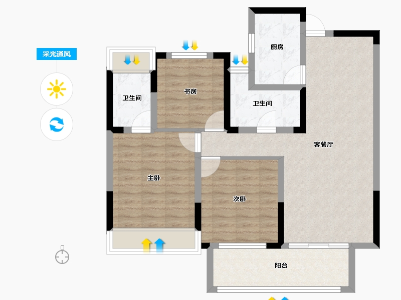 湖北省-黄冈市-鑫龙欣海中央公馆-86.87-户型库-采光通风