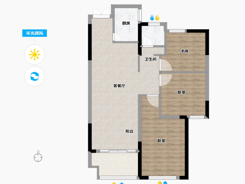 安徽省-宣城市-华夏湖畔御苑-84.99-户型库-采光通风