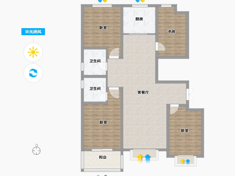 山东省-德州市-双企·龙城和悦府-126.00-户型库-采光通风