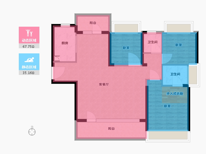 湖北省-武汉市-北大资源莲湖锦城-91.55-户型库-动静分区