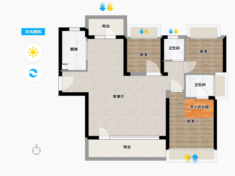 湖北省-武汉市-北大资源莲湖锦城-91.55-户型库-采光通风