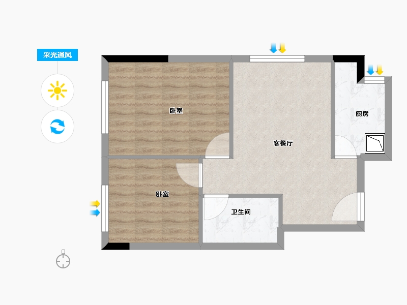 湖北省-黄冈市-麻城金桥新天地-56.02-户型库-采光通风