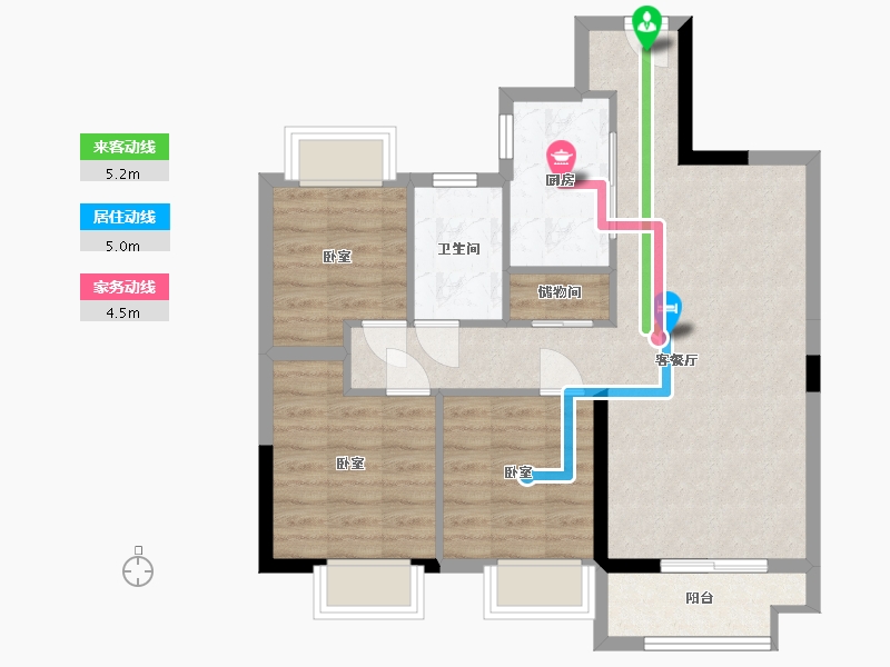 湖北省-武汉市-南德上林公馆-72.17-户型库-动静线