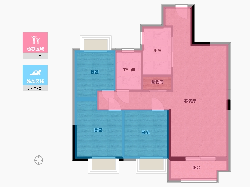 湖北省-武汉市-南德上林公馆-72.17-户型库-动静分区