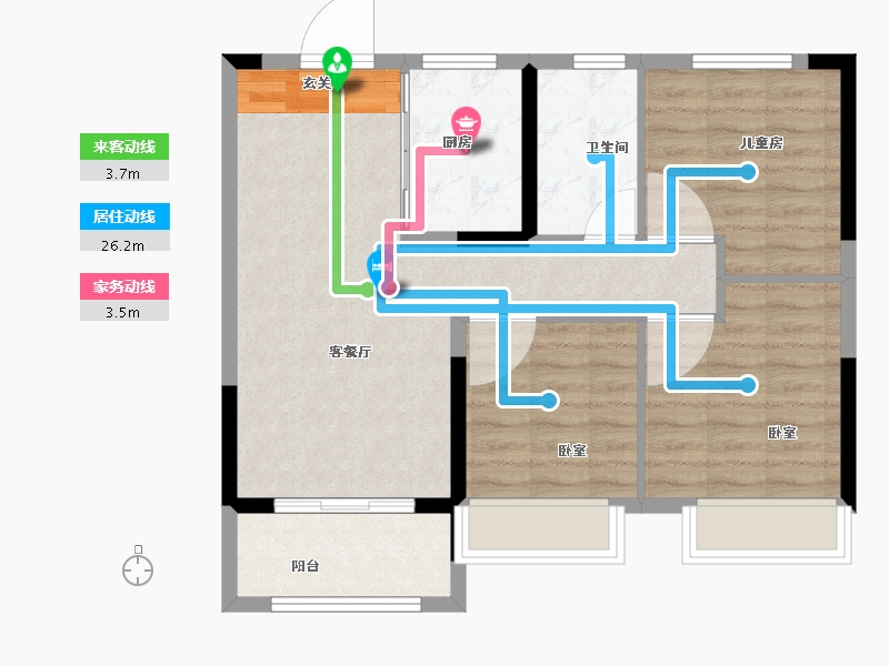 湖北省-武汉市-孔雀城大悦城控股问津兰亭-72.00-户型库-动静线