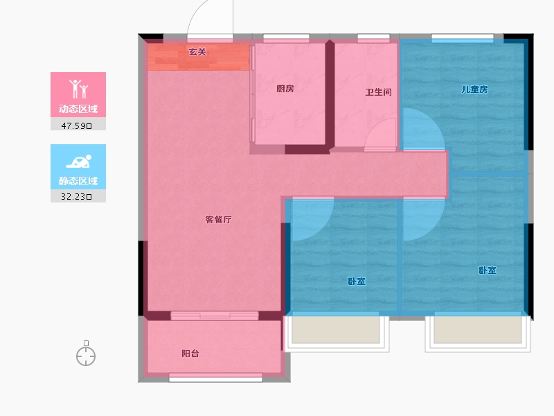 湖北省-武汉市-孔雀城大悦城控股问津兰亭-72.00-户型库-动静分区