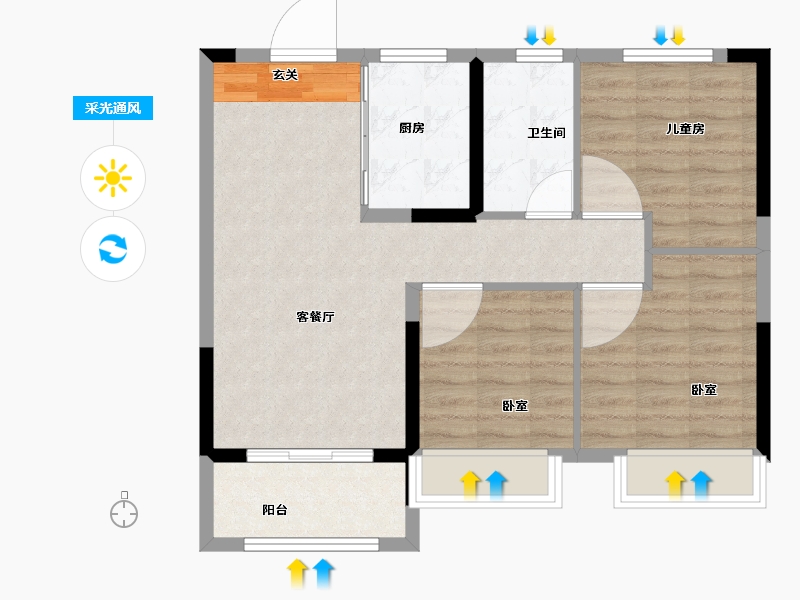 湖北省-武汉市-孔雀城大悦城控股问津兰亭-72.00-户型库-采光通风