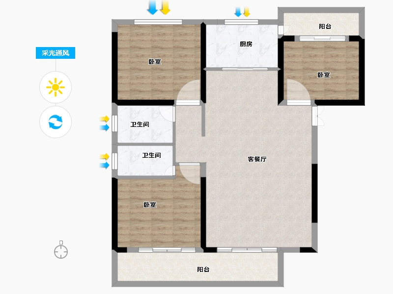 湖北省-黄冈市-鑫龙欣海中央公馆-102.01-户型库-采光通风