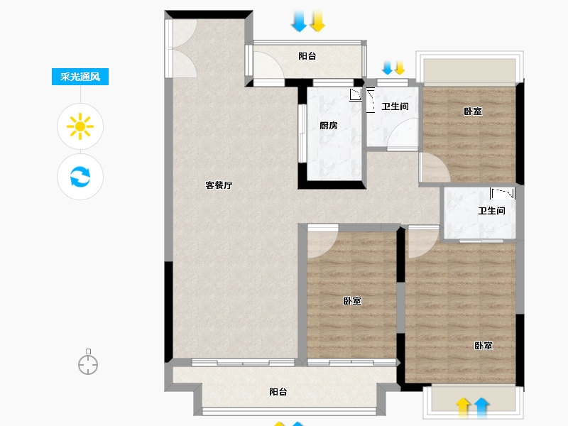 河南省-南阳市-领创滨河府-100.00-户型库-采光通风