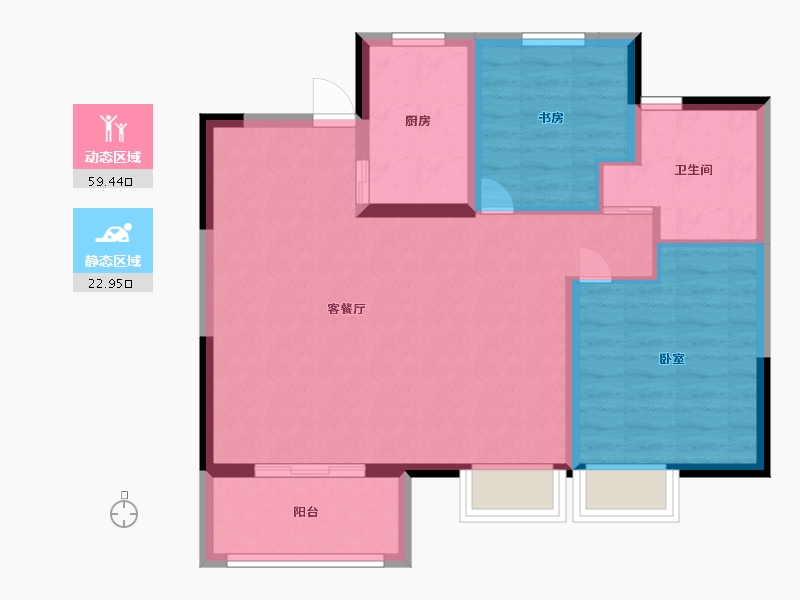 江苏省-苏州市-禹洲·嘉荟星岛-74.14-户型库-动静分区