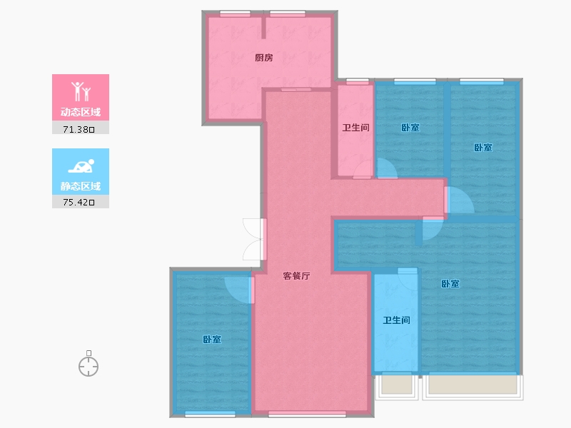 山东省-济南市-旅游路金茂府-132.00-户型库-动静分区