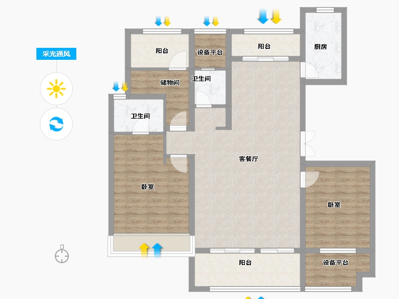 河南省-南阳市-新旭·京华府【南苑】-104.00-户型库-采光通风