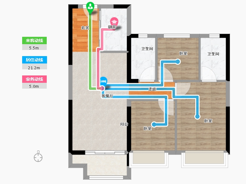 湖北省-武汉市-孔雀城大悦城控股问津兰亭-78.22-户型库-动静线