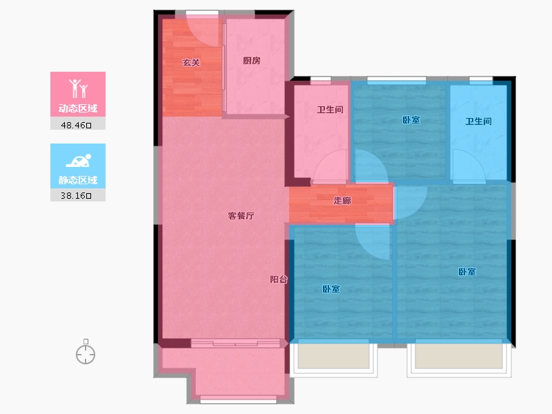 湖北省-武汉市-孔雀城大悦城控股问津兰亭-78.22-户型库-动静分区