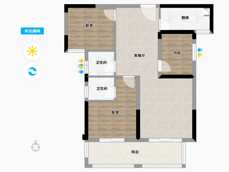 湖北省-孝感市-西岳鑫城-78.84-户型库-采光通风