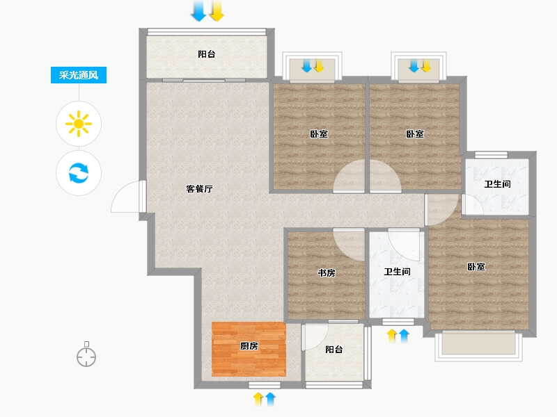 湖南省-株洲市-臻品仙岭居-114.01-户型库-采光通风