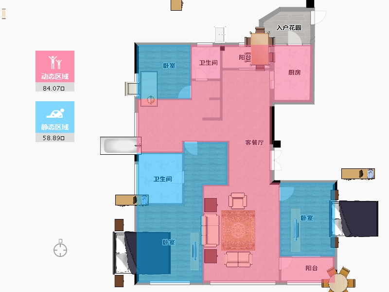 浙江省-宁波市-星悦中心-136.79-户型库-动静分区