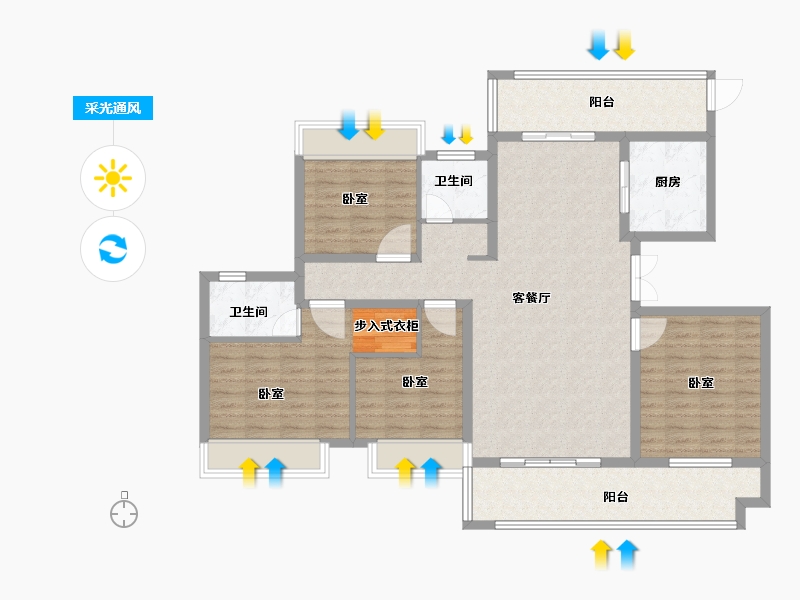 河南省-南阳市-新旭·京华府【南苑】-122.62-户型库-采光通风