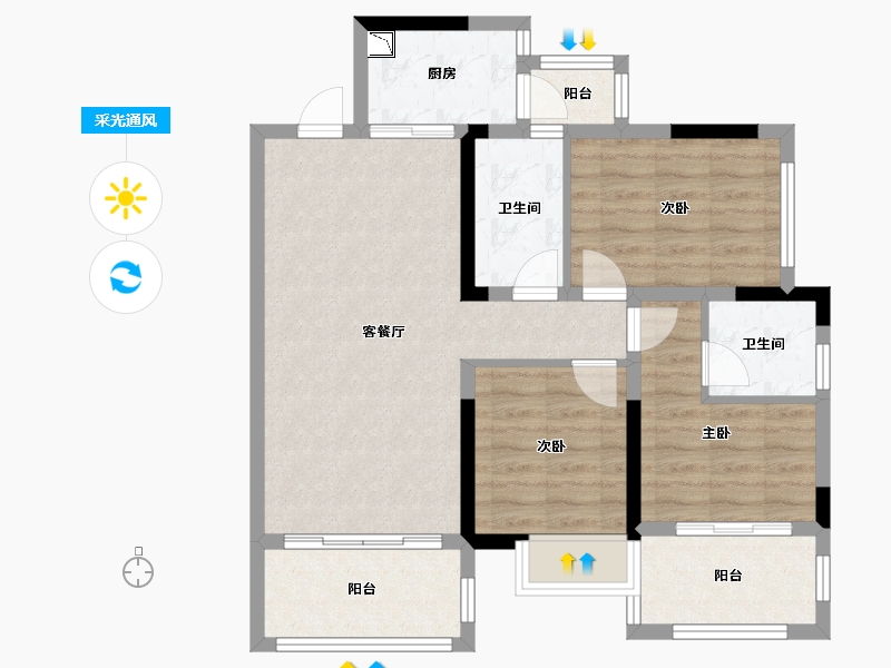 四川省-成都市-品润金樽府-79.74-户型库-采光通风