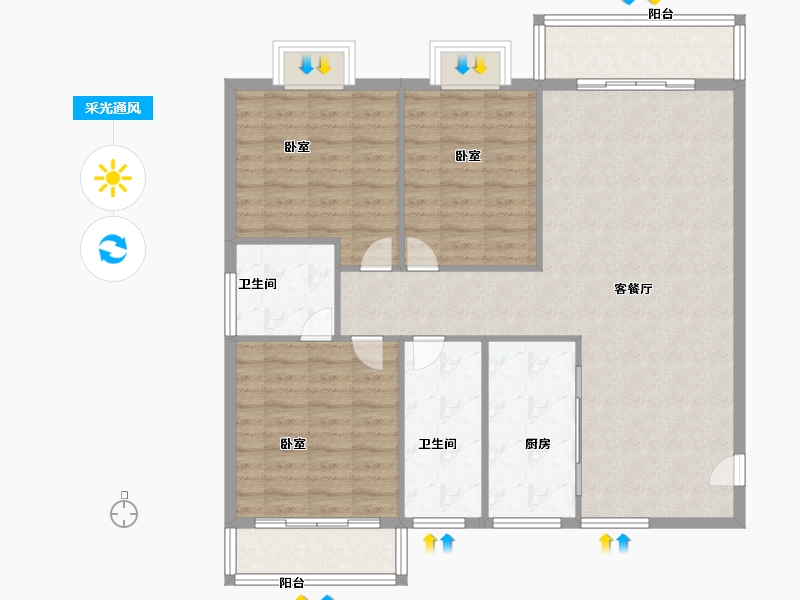 河南省-南阳市-儒林文化苑-110.82-户型库-采光通风