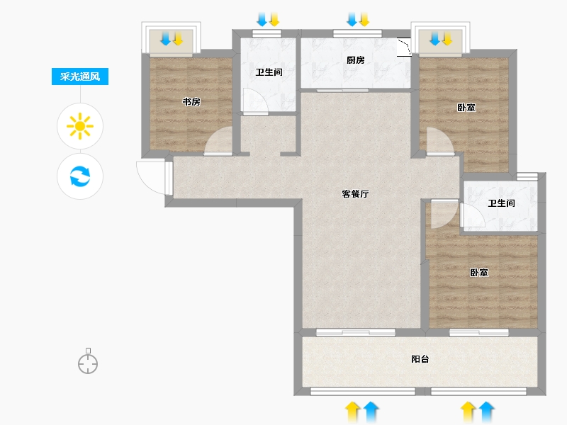 湖北省-孝感市-西岳鑫城-88.09-户型库-采光通风