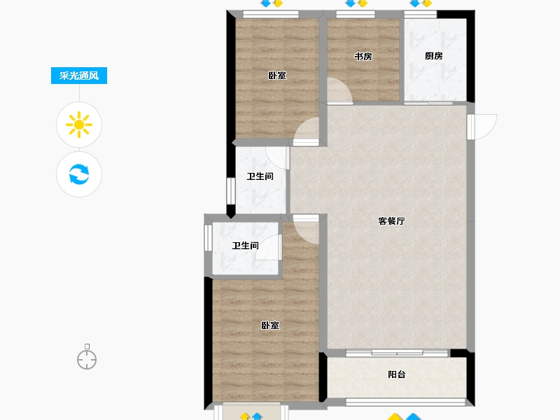 湖北省-荆州市-望江国际-81.43-户型库-采光通风