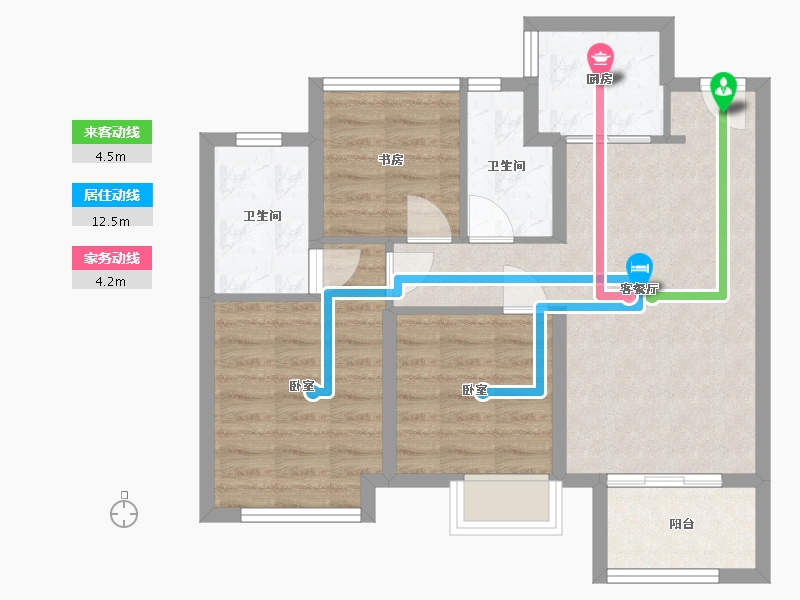 浙江省-杭州市-万科桂语东方-67.52-户型库-动静线