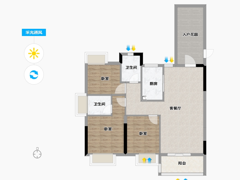 湖北省-咸宁市-赤壁云尚-91.57-户型库-采光通风