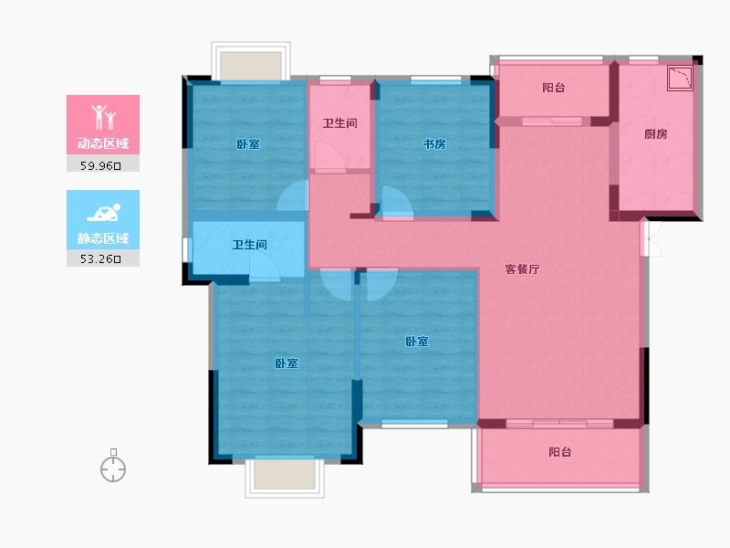 湖北省-黄冈市-麻城金桥新天地-100.43-户型库-动静分区