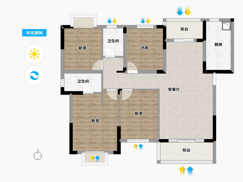 湖北省-黄冈市-麻城金桥新天地-100.43-户型库-采光通风