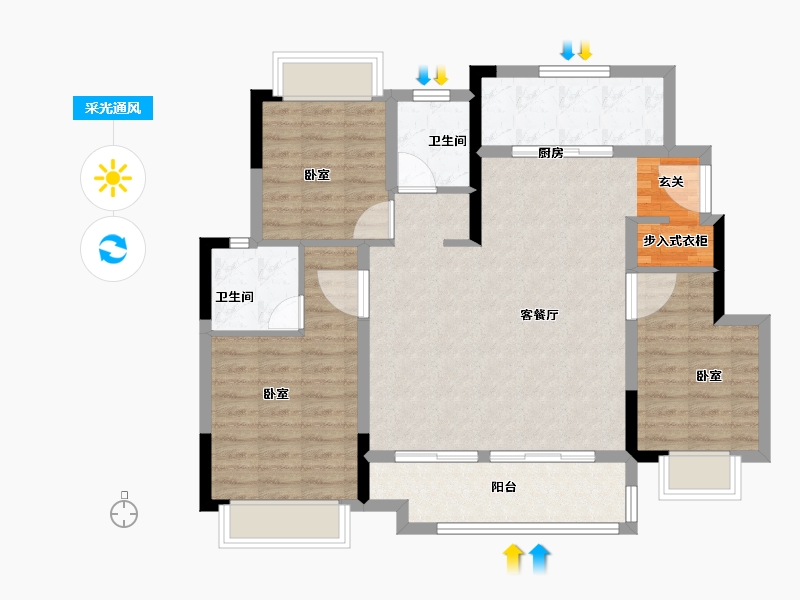 湖北省-武汉市-绿地大都会-94.01-户型库-采光通风