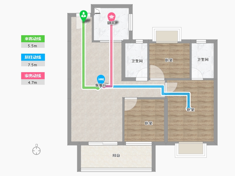 湖北省-咸宁市-赤壁云尚-79.24-户型库-动静线