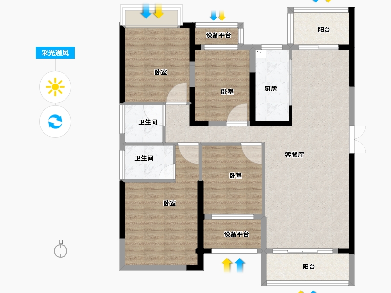 湖北省-黄冈市-至信福邸-110.14-户型库-采光通风