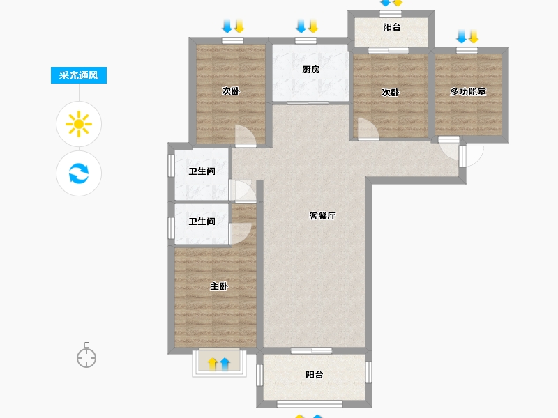 山东省-临沂市-嘉益香槟城-98.00-户型库-采光通风