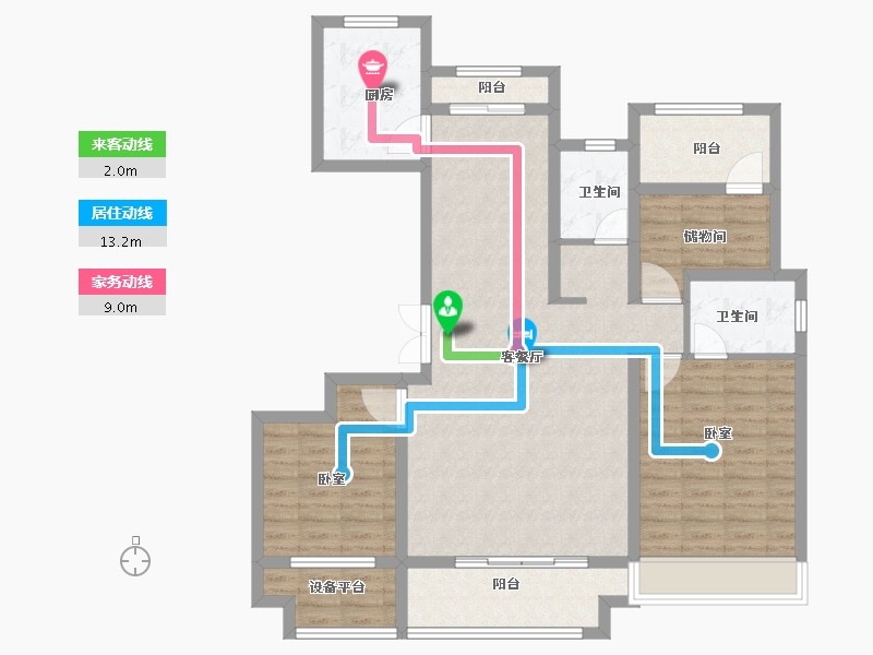 河南省-南阳市-新旭·京华府【南苑】-104.40-户型库-动静线