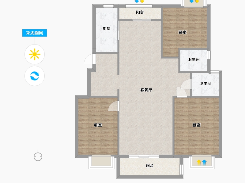 河南省-信阳市-世茂云玺-112.99-户型库-采光通风