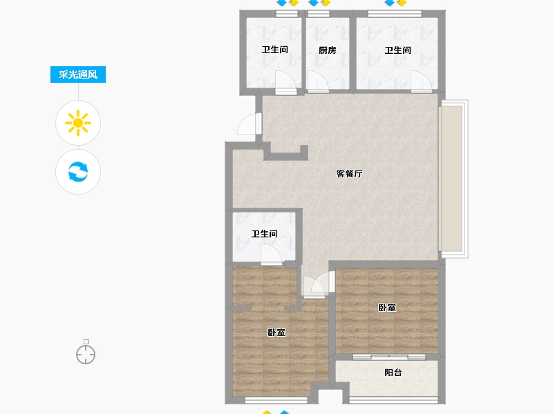 浙江省-杭州市-万科桂语东方-93.22-户型库-采光通风