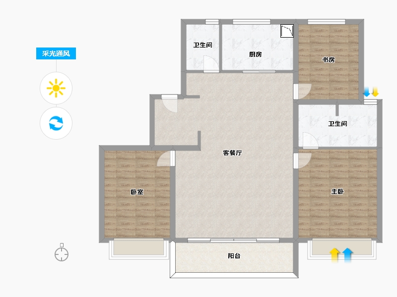 山东省-济南市-铂悦凤犀台-125.54-户型库-采光通风