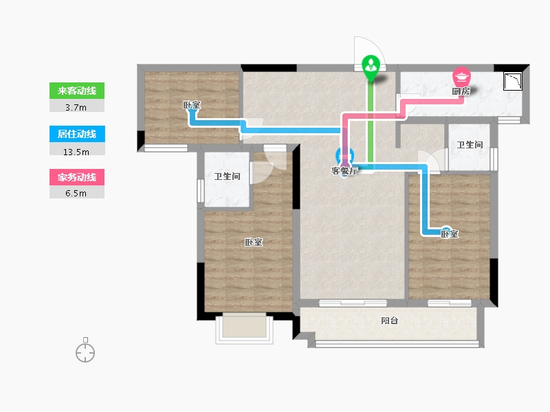 湖北省-武汉市-南德上林公馆-89.22-户型库-动静线