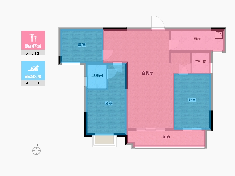 湖北省-武汉市-南德上林公馆-89.22-户型库-动静分区