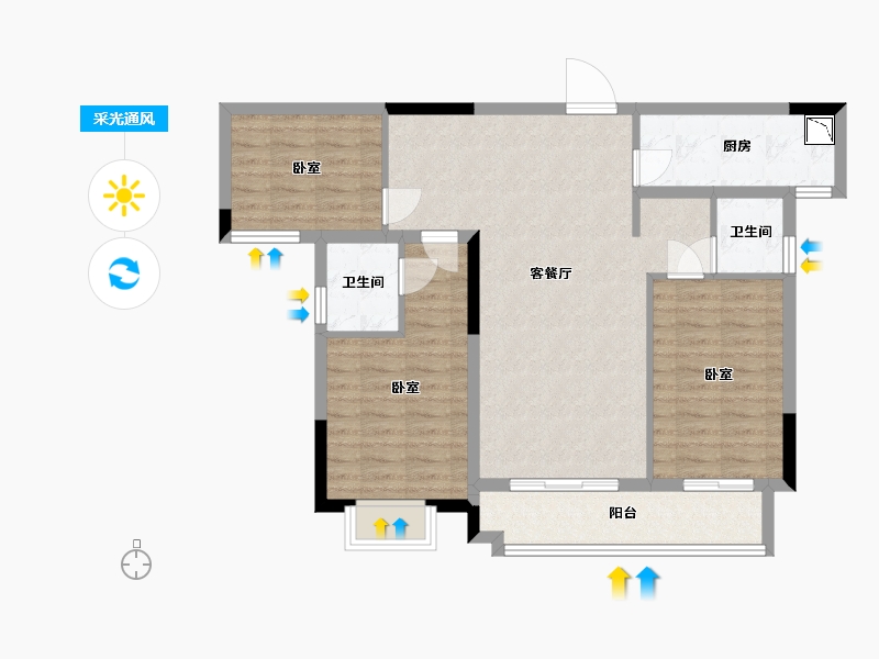 湖北省-武汉市-南德上林公馆-89.22-户型库-采光通风