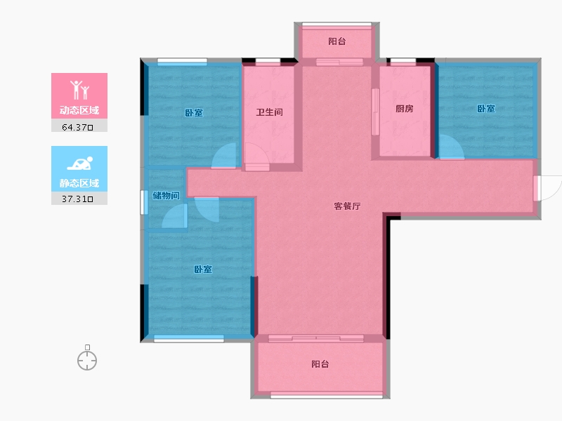 湖北省-孝感市-逸品尚東-91.35-户型库-动静分区